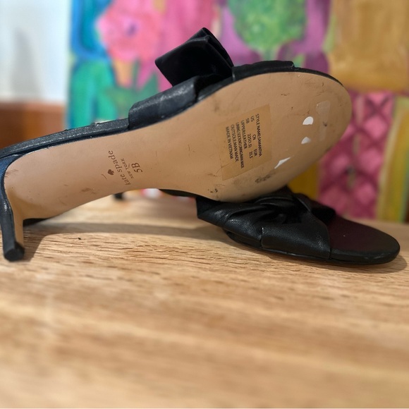 Kate Spade Samantha black leather bow sandal size 5 open toe new no box - Picture 12 of 12